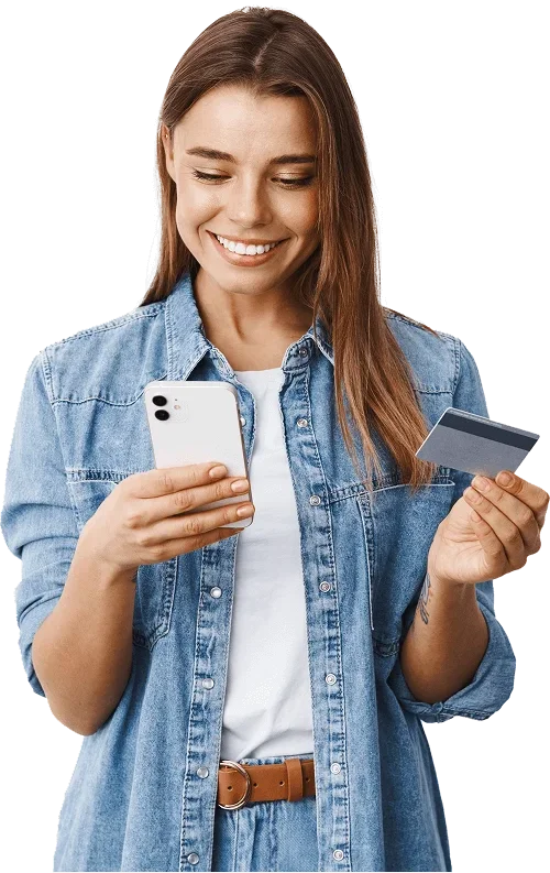Woman with a card